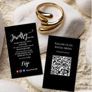Moderne Black Juwelier Care Card - Logo hinzufügen Visitenkarte