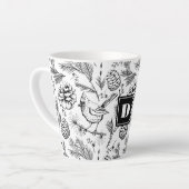 Moderne Black Kardinal Bird Pine Winter Berries Milchtasse (Linke Ecke)