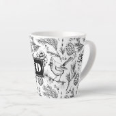Moderne Black Kardinal Bird Pine Winter Berries Milchtasse (Rechte Ecke)