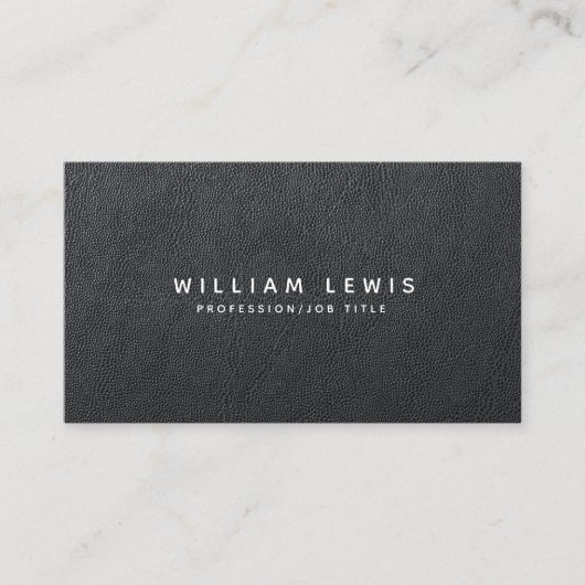 Moderne Black Leather Minimal Visitenkarte (Vorderseite)