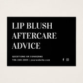 Moderne Black Lip Blush Lip Aftercare Card (Vorderseite)