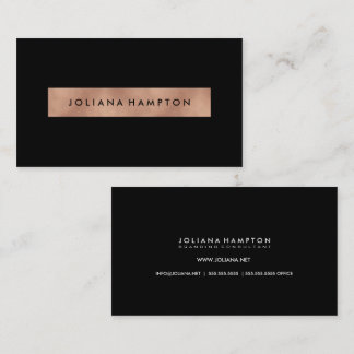 Moderne Black Luxe Rose Gold Metallfolie Visitenkarte