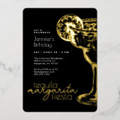 Moderne Black Margarita Fiesta Geburtstagsparty Folieneinladung (Vorderseite)