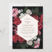 Moderne Black Maroon Rustic Floral Hochzeit im Her Einladung (Vorderseite)