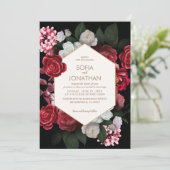 Moderne Black Maroon Rustic Floral Hochzeit im Her Einladung (Stehend Vorderseite)