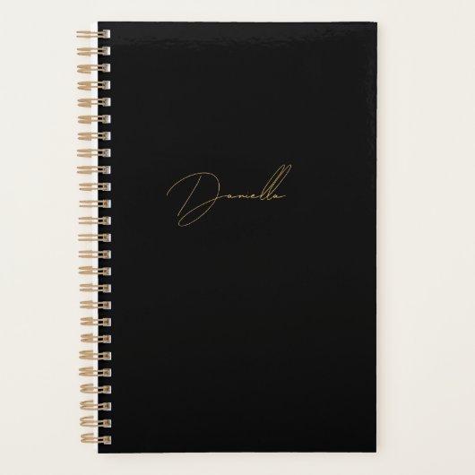 Moderne Black Minimalistisch & Luxury Gold Calligr Planer (Vorderseite)