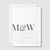 Moderne Black Monogram Overlay-Hochzeit Pergament Einladungen (Versetzt)
