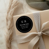 Moderne Black Monogram Wedding Danke Runder Aufkleber
