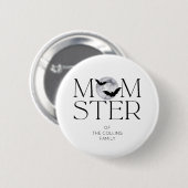 Moderne Black Moon Bats Halloween Momster-Mama Button (Vorne & Hinten)