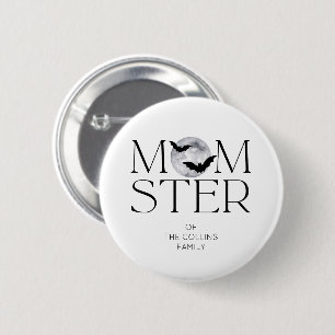 Moderne Black Moon Bats Halloween Momster-Mama Button