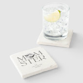 Moderne Black Moon Bats Halloween Momster-Mama Steinuntersetzer (Seitenansicht)