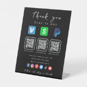 Moderne Black Multi QR Code Paypal Venmo Cash App Sockelschild (Vorderseite)