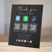 Moderne Black Multi QR Code Paypal Venmo Cash App Sockelschild