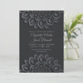 Moderne Black Papercut Mandala Virtual Wedding Einladung (Stehend Vorderseite)