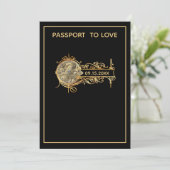 Moderne Black Passport-Hochzeit Einladung (Stehend Vorderseite)