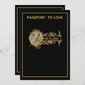 Moderne Black Passport-Hochzeit Einladung (Vorne/Hinten)