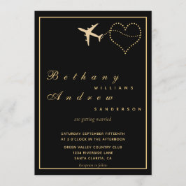 Moderne Black Passport-Hochzeit Einladung