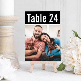 Moderne Black Pet Foto Hochzeit Tischnummer