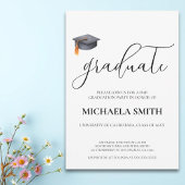 Moderne Black PhD University Graduation Party Einladung