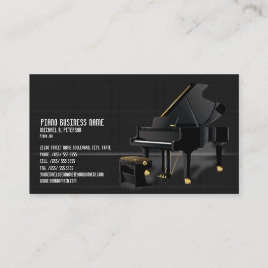 Moderne Black Piano Business Schlicht Card* Visitenkarte (Vorderseite)