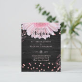 Moderne Black Pink Daisy Wedding (Stehend Vorderseite)
