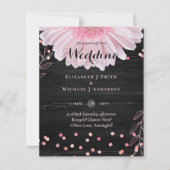 Moderne Black Pink Daisy Wedding (Vorderseite)