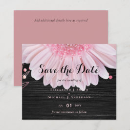 Moderne Black Pink Daisy Wedding