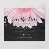Moderne Black Pink Daisy Wedding (Vorderseite)
