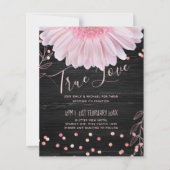 Moderne Black Pink Daisy Wedding (Vorderseite)
