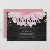 Moderne Black Pink Daisy Wedding (Vorne/Hinten)