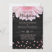 Moderne Black Pink Daisy Wedding (Vorderseite)