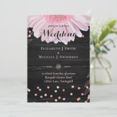 Moderne Black Pink Daisy Wedding (Stehend Vorderseite)