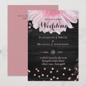Moderne Black Pink Daisy Wedding (Vorne/Hinten)