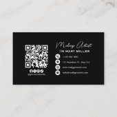 Moderne Black & Pink Glitter Drips QR Code Schmink Visitenkarte (Rückseite)