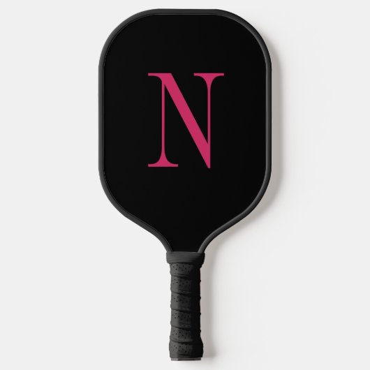 Moderne Black & Pink Monogramm Pickleball Paddle (Vorderseite)