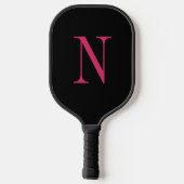 Moderne Black & Pink Monogramm Pickleball Paddle (Rückseite)