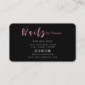 Moderne Black Pink Nail Technicer-Visitenkarte Visitenkarte (Rückseite)