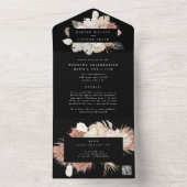 Moderne Black Premium Wreath Pampas QR CODE Hochze All In One Einladung (Innen)
