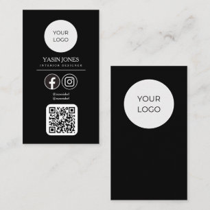 Moderne Black QR Code Social Media Business Card Telefonnummerkarte
