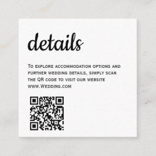 Moderne Black QR Wedding Details Card Begleitkarte