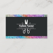 Moderne Black & Rainbow Glitzer Salon Reservierung Terminkarte (Rückseite)
