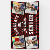 Moderne Black Red Abschluss Class 2024 FOTO Banner (Vertikal)