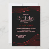 Moderne Black Red Birthday Party Einladung (Vorderseite)