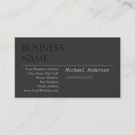 Moderne Black Red Gray Manager Business Card Visitenkarte (Vorderseite)