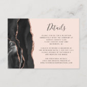Moderne Black Rose Gold Agate Blush Hochzeitdetail Begleitkarte (Vorderseite)