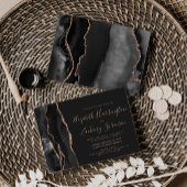 Moderne Black Rose Gold Agate Dark Wedding Einladung