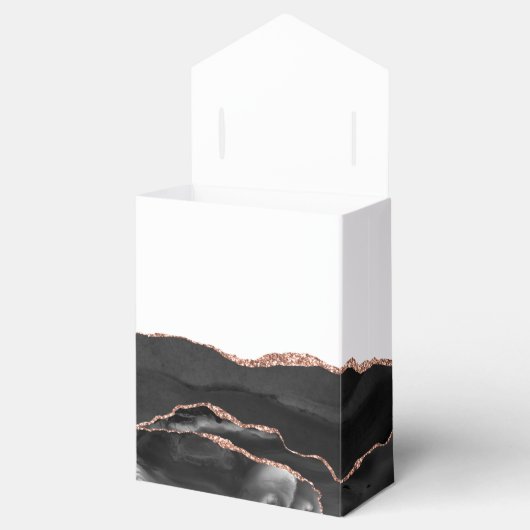 Moderne Black Rose Gold Agate Geode Geschenkschachtel (Geöffnet)