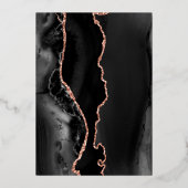 Moderne Black Rose Gold Agate Hochzeit Folieneinladung (Rückseite)