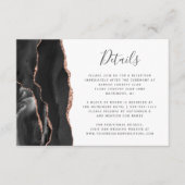 Moderne Black Rose Gold Agate Hochzeitdetails Begleitkarte (Vorderseite)
