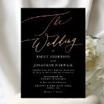 Moderne Black Rose Gold Calligraphy Wedding Einladung<br><div class="desc">*NICHT REAL FOIL* ***Dieses Design ist Teil einer Zusammenstellung*** ______________________ Diese Designvorlage ist vollständig editierbar / vom Kunden individuell anpassbar - klicken Sie auf weitere Schaltfläche, wenn Sie das Design verschieben, hinzufügen, löschen oder erheblich ändern möchten _______________________ *Wenn Sie Fragen zum Design haben oder weitere Designs oder Optionen benötigen, wenden...</div>